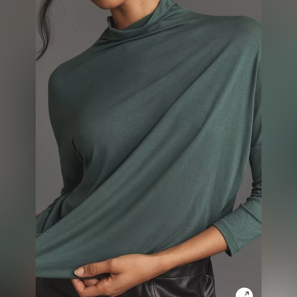 Anthropologie Green Turtleneck Dolman Top XL - Picture 6 of 9